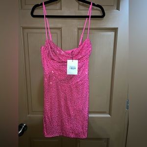 Fun party girl sequin mini dress hot pink- XL
